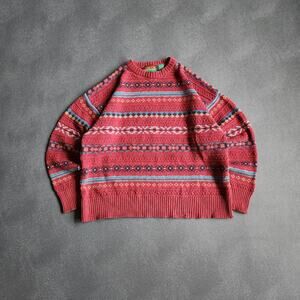 Vintage Oakton Limited Red Abstract Cotton Knit Sweater XL